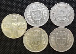 Lot 5Fr. 2x 1933, 1x1935 1x1967 1x1963 Rotkreuz 835/1000
