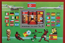 NORDKOREA FUSSBALL WM SPANIEN IBERIA AIR FRANCE BL. 1982 ET
