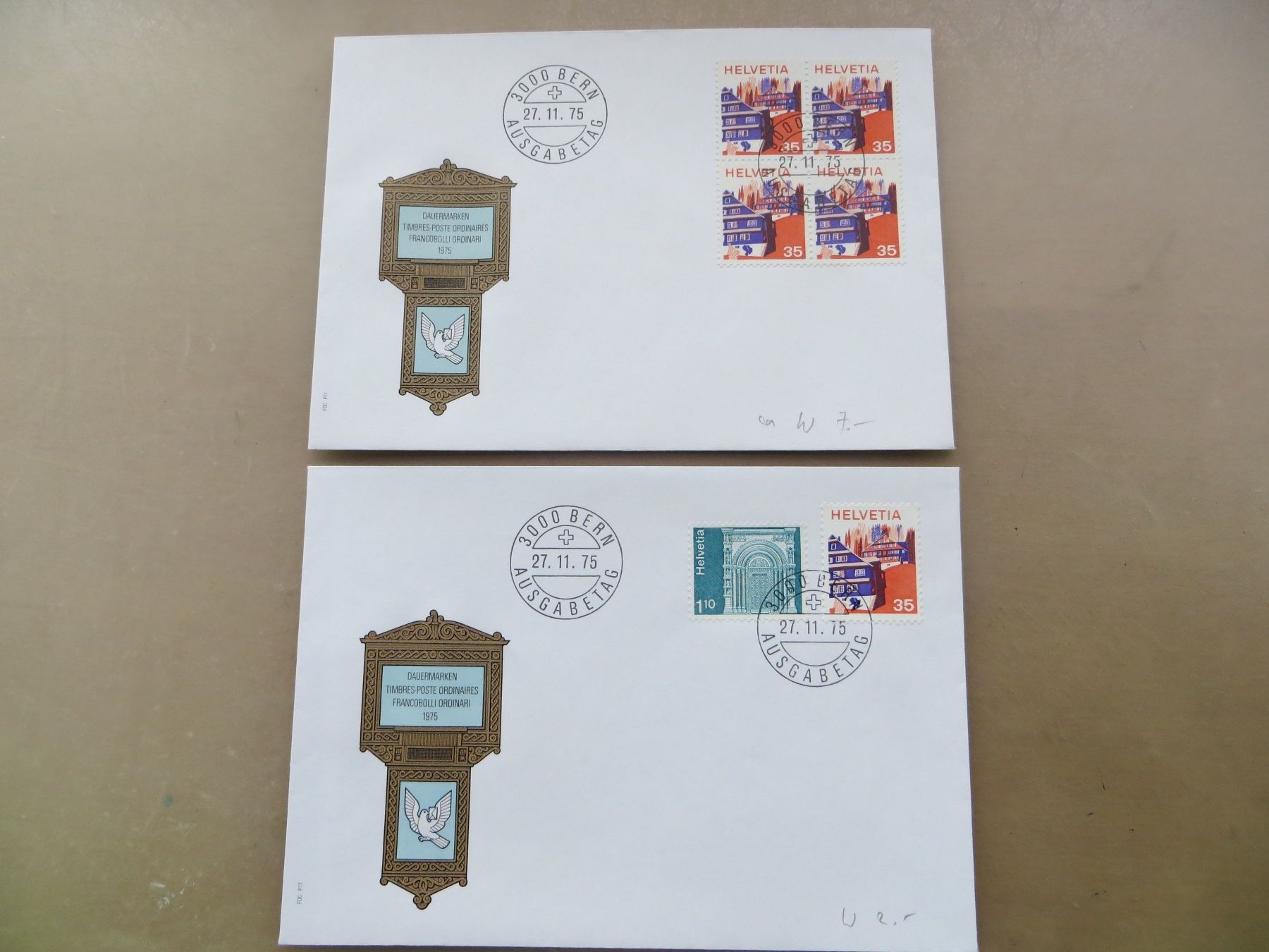 Tutti i francobolli: 2 Briefe FDC Landschaften+Kunsthandwerk 1975 – Nuovo (secondo la descrizione) da Basel venduto da 8013