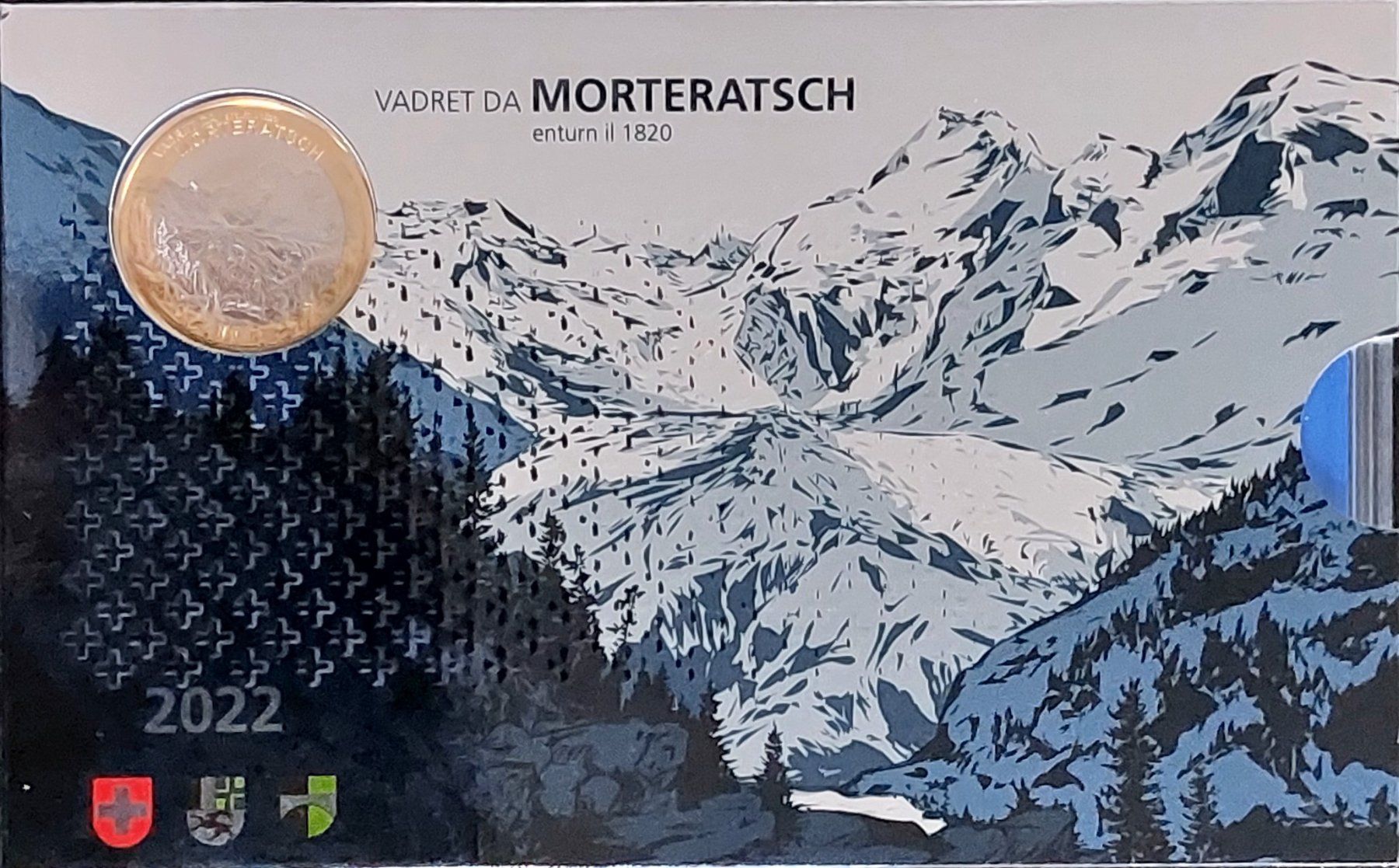 Tutti le monete: CH - Münzsatz 2022 pp Morteratschgletscher – Nuovo e nell'imballaggio originale da Arch venduto da moneyswiss 2