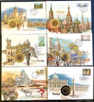 1991 -93- 6 Münzbriefe Russland Luxemburg S. Marino Vatikan.