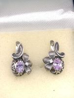 Vintage 925erSilber Ohrhänger Amethyst Meisterpunz 80er USSR