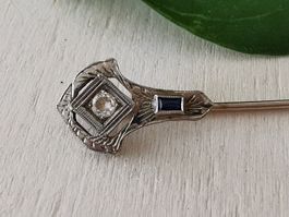 Antike Anstecknadel mit Diamant und Saphir (um 1920)