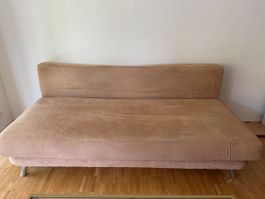 Sofa Bett beige Mikrofaser guter Zustand
