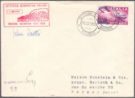 Schweiz ital. Antarktis Mission Zumstein Beleg nach Bern