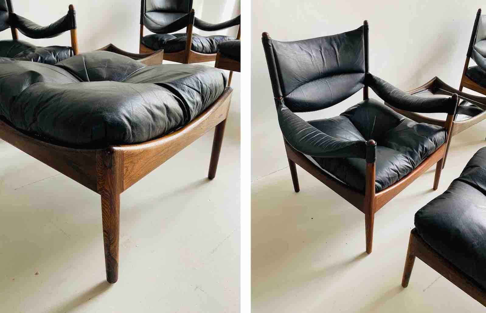 Poltrone: Designer Sessel + Hocker Set, Leder Palisander – Usato da Steffisburg venduto da Wertstoff.art 3