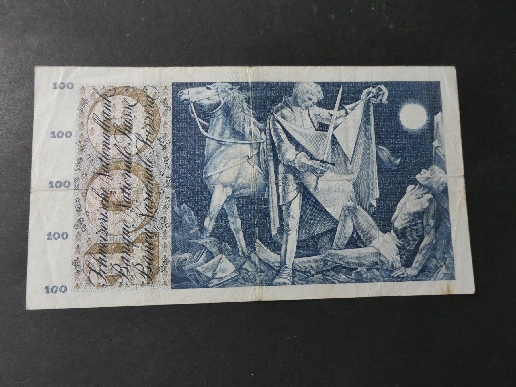 Banknoten: Schweiz 1965, 100 Franken – Gebraucht aus Hinterforst von Rohusri 1