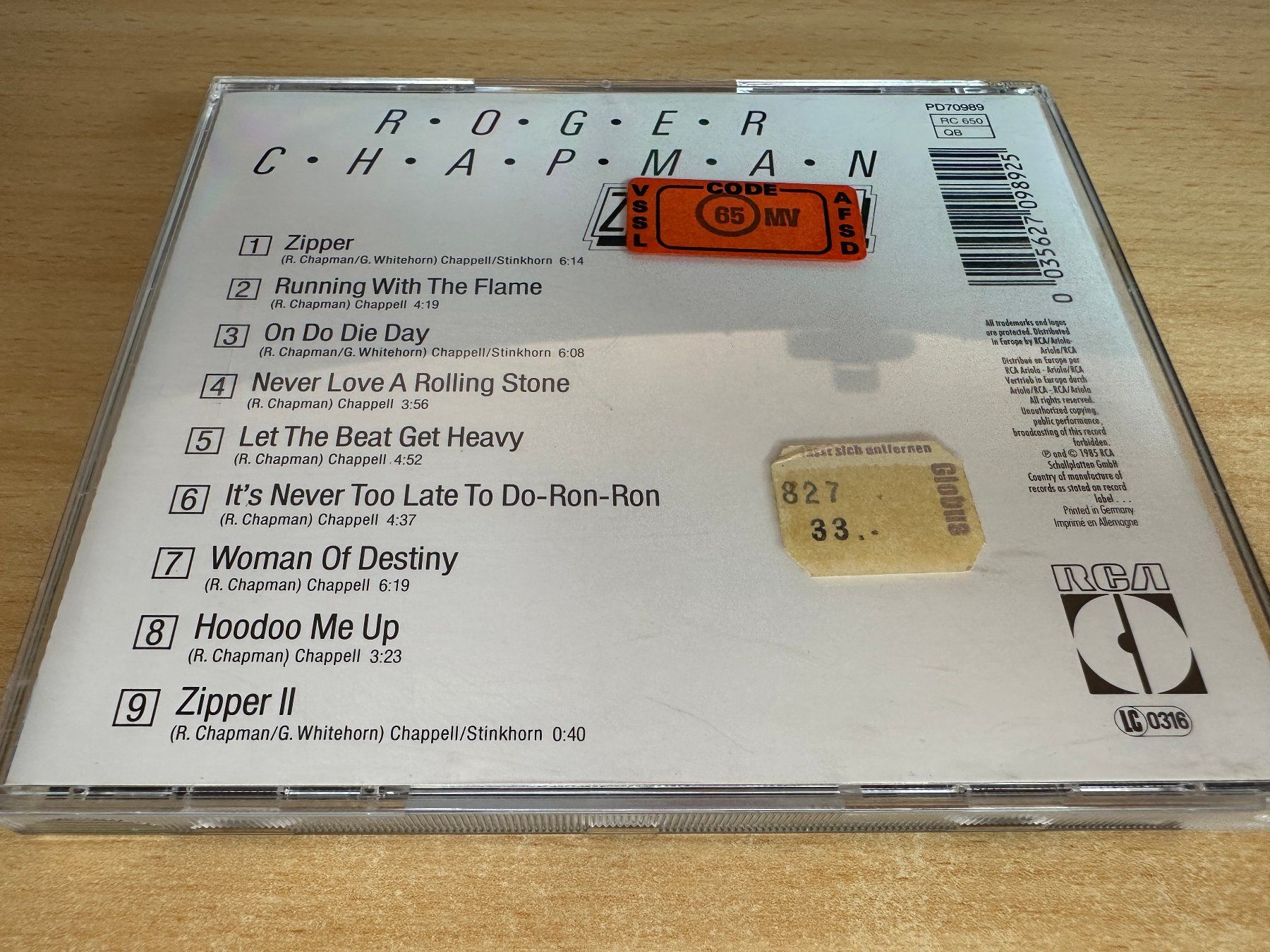CD: Roger Chapman – Zipper – Usato da Rikon im Tösstal venduto da Alpenmutz 1
