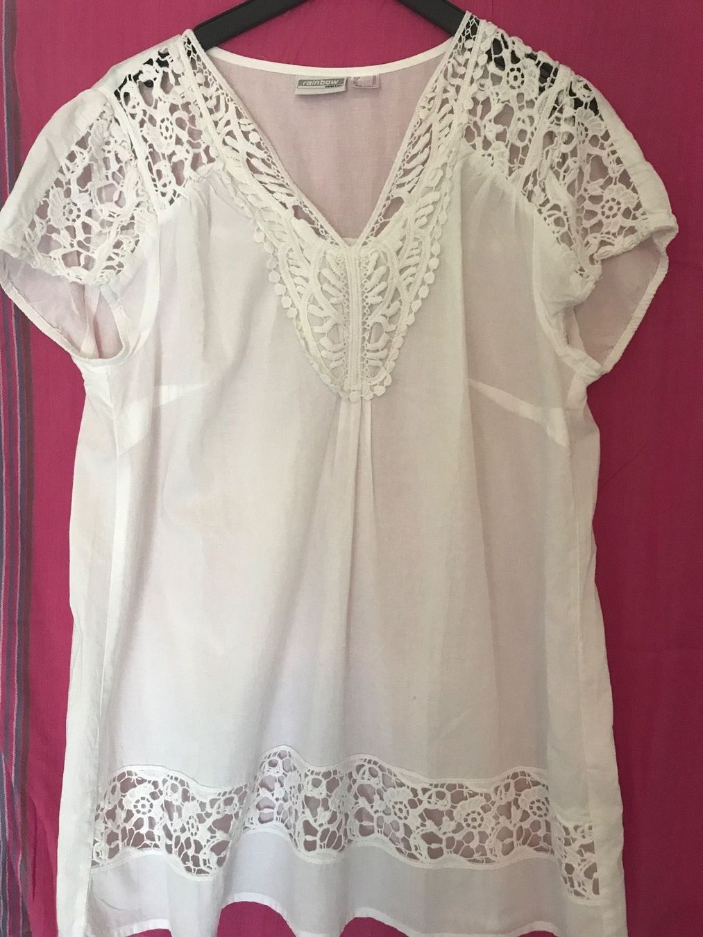 Camicette: Bonprix Bluse mit Spitze weiß Gr 46 Baumwolle – Usato da Nussbaumen AG venduto da brigitebardot 1