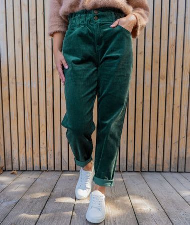 Pantalon velours côtelé vert sapin - taille 38