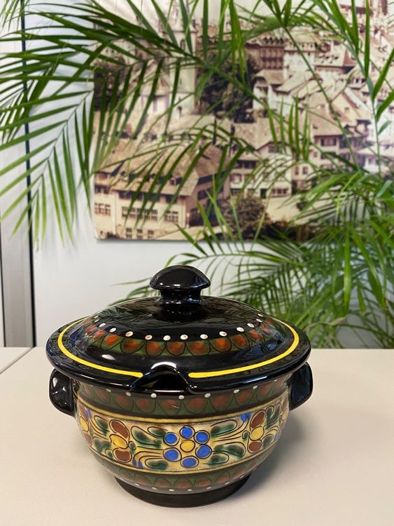 Keramik-Suppenschüssel Mit Deckel & Besteck-Set – Schneeflocken-Kirschblüten Muster, Mikrowellengeeignet