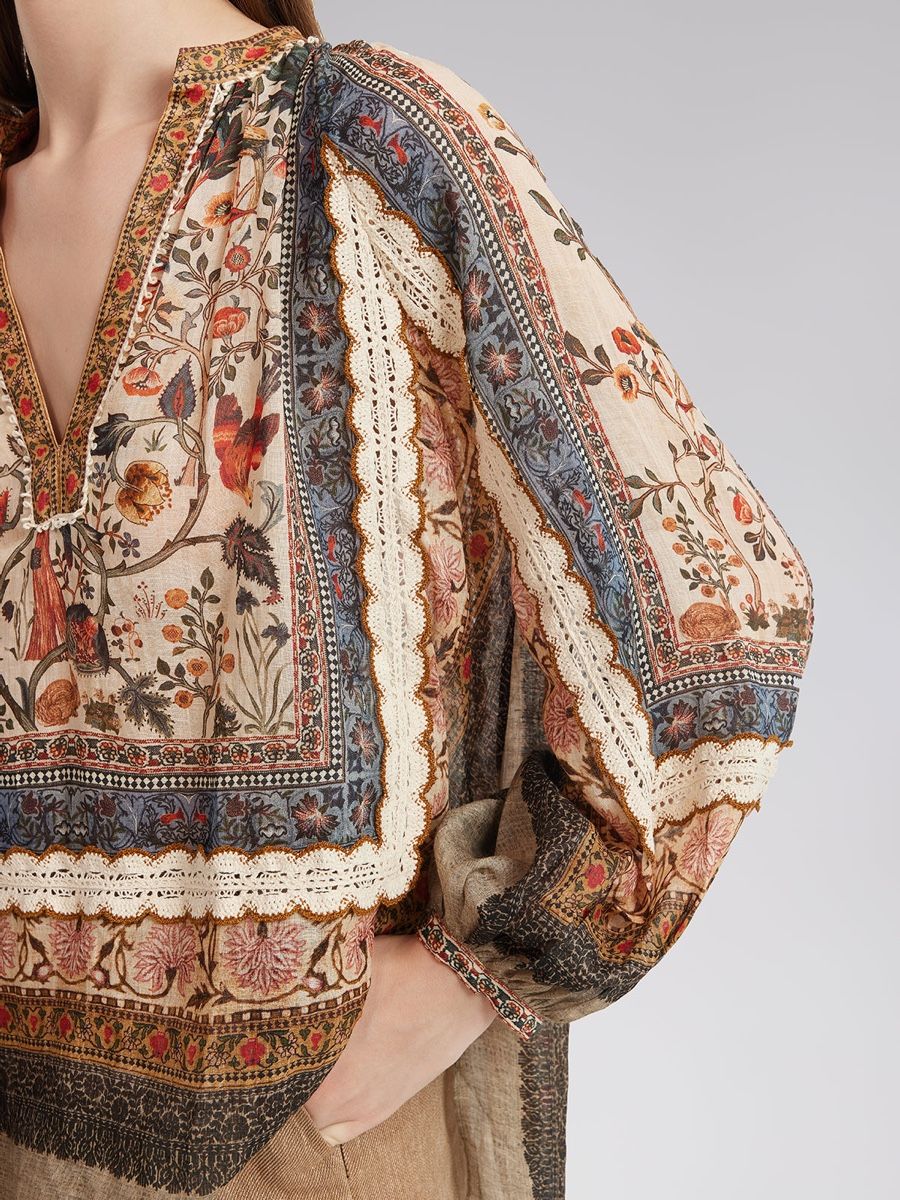 Camicette: 100% Ramie print lace shirt – Nuovo e nell'imballaggio originale da Mont-sur-Lausanne venduto da Gracie-He 5