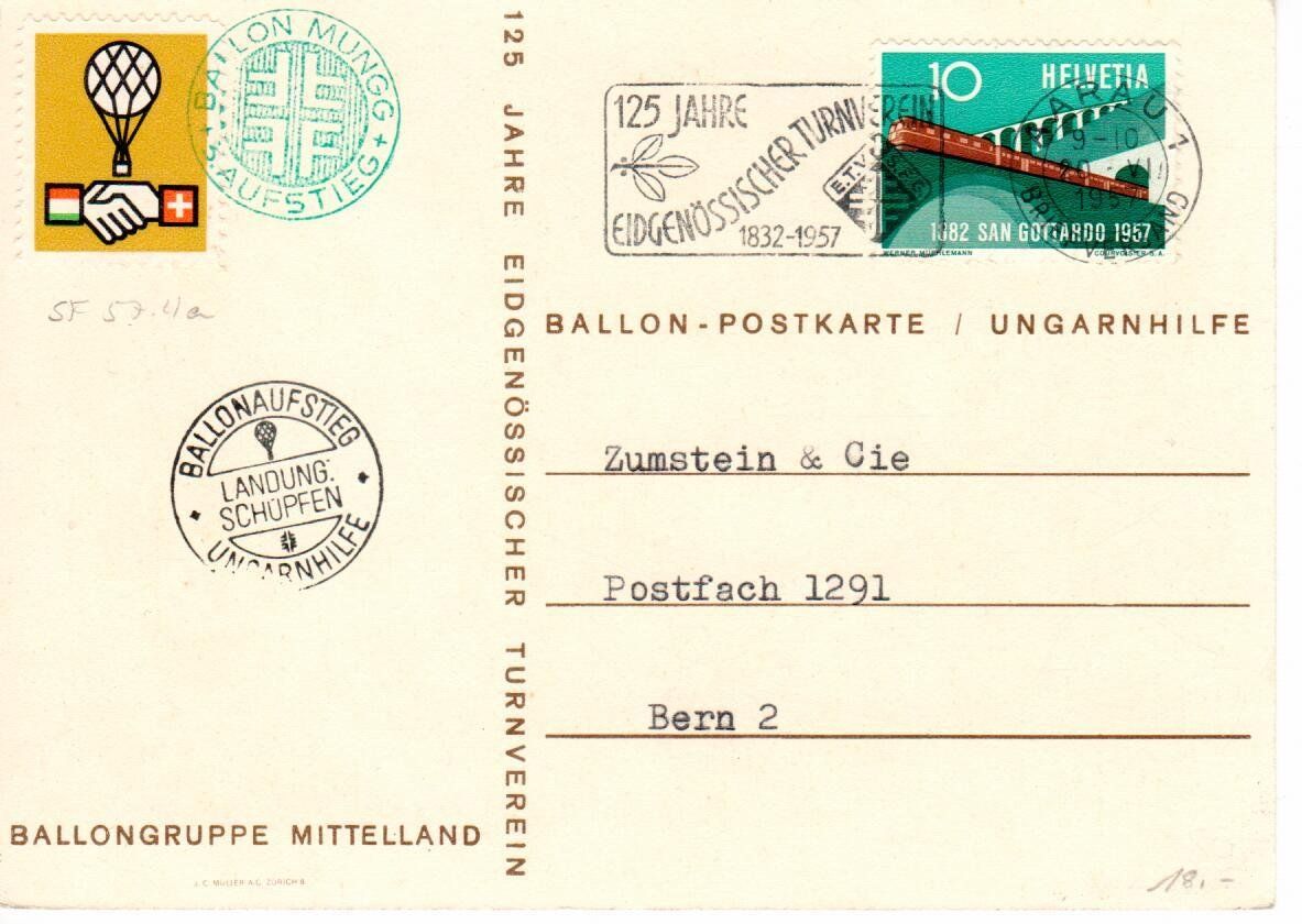 Cartes postales: Ballonpostkarte 1957 – D'occasion à Wolhusen par Curver9 1