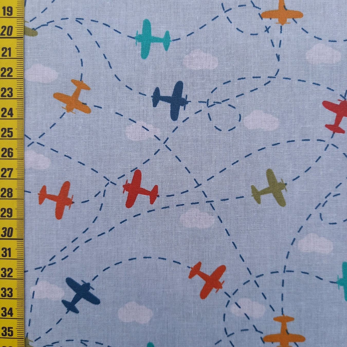 Tessuti: Beschichtete Baumwolle Flieger hellblau – Nuovo e nell'imballaggio originale da Winterthur venduto da Kimbana 1
