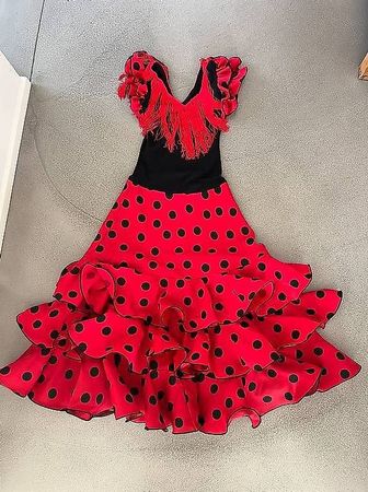 Flamenco Kleid für Mädchen Gr. 140 - 146; 9 - 10 Jahre