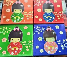 Lot de 4 cadres geisha / Set 4 Geisha-Rahmen