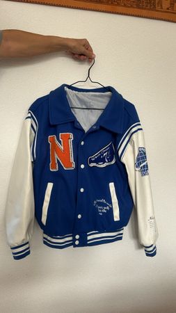 Neutrals Collegejacke / Varsity-Jacke blau-weiss – Grösse S