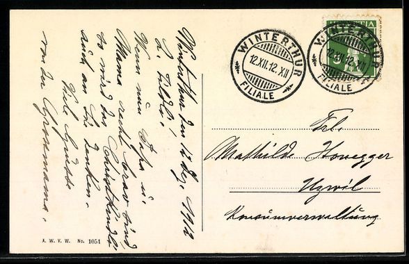 Cartoline postali: AK Winterthur, Museumstrasse mit Litfaßsäule – Usato da Berlin venduto da bartko-reher 1