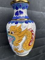 Chinesische Cloisonné Vase mit Drachen Motiv, Vintage