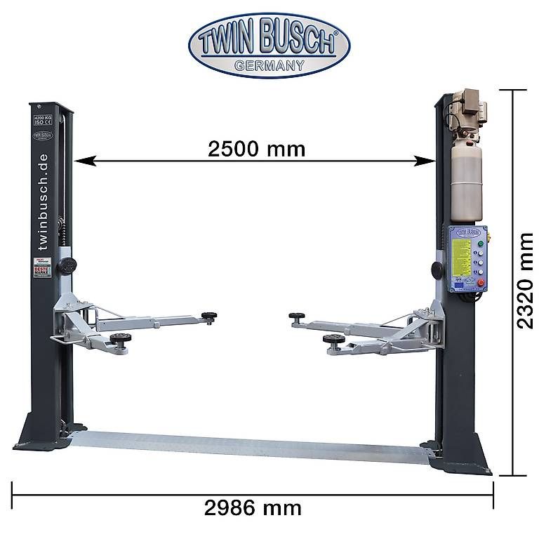 Twin Busch Hebebühne & Wagenheber: Garagenmodell 2 Säulenlift 4,2 t - BASIC autom. - Grey-Line – Neu und originalverpackt aus Rüthi (Rheintal) von Toptool 1
