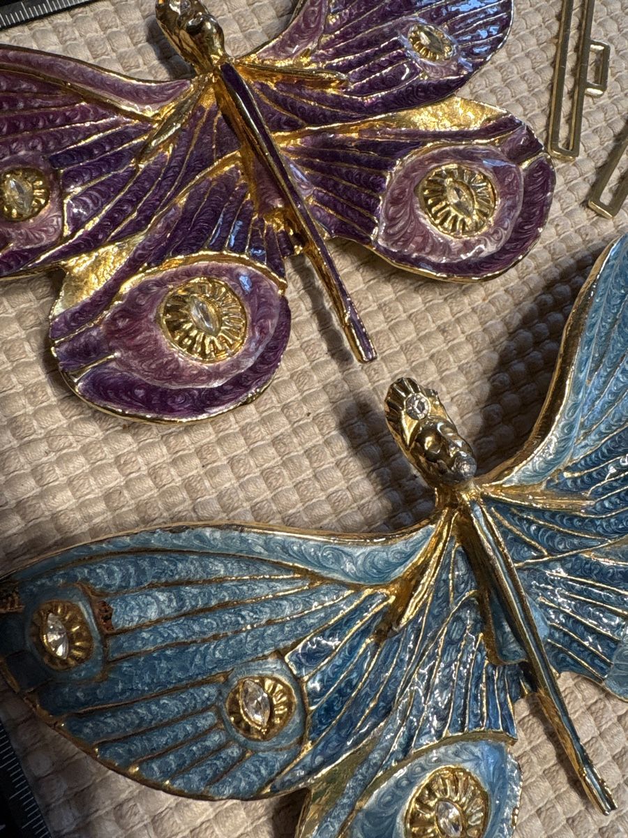 Fibbie per cinture: 2 Grosse Gürtelschnallen Schmetterling – Usato da Rümlang venduto da euqinom16 1