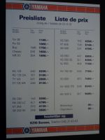 Prospekt Preisliste Yamaha 1981