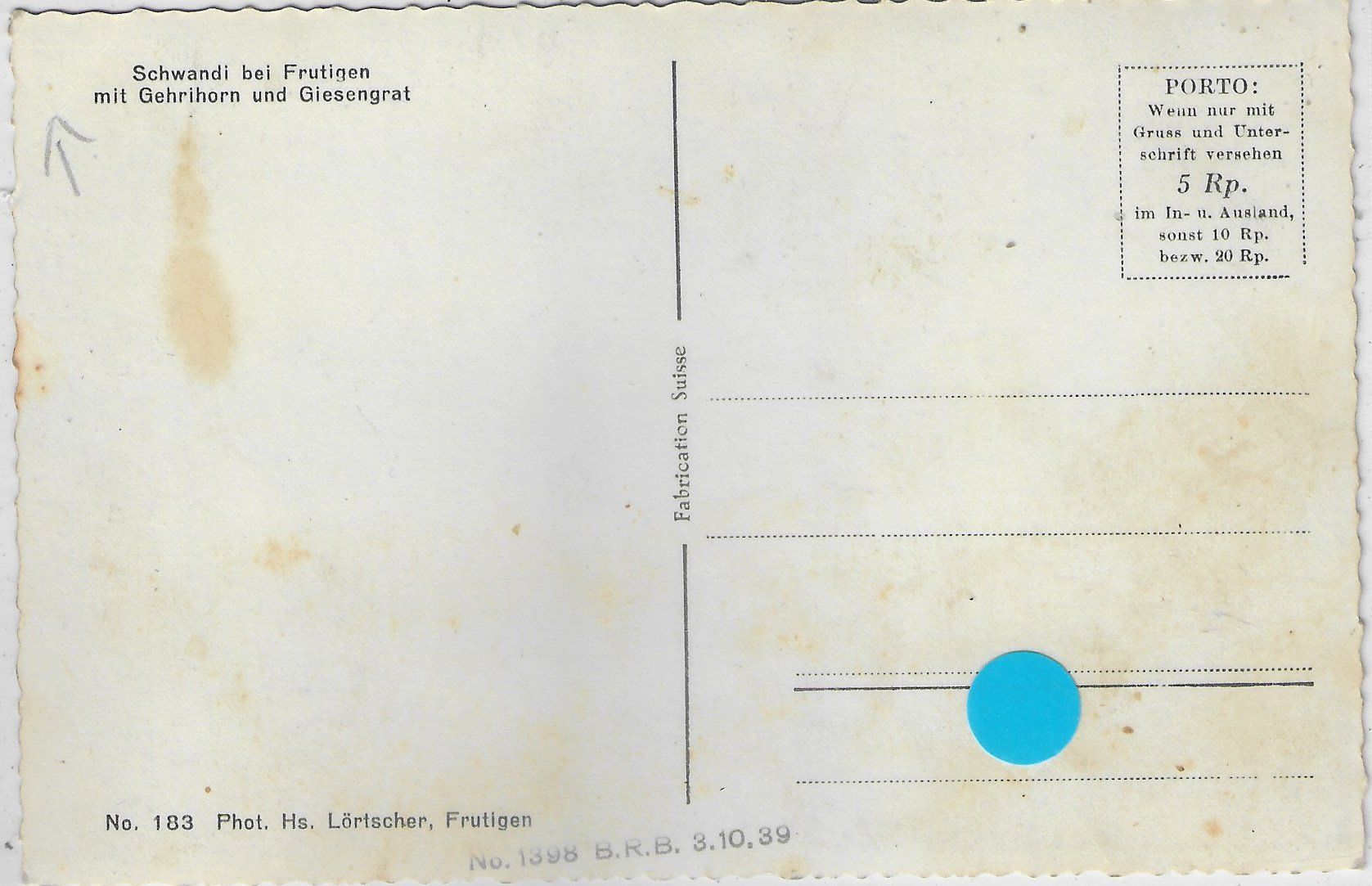 Cartoline postali: Schwandi bei Frutigen – Usato da Ettingen venduto da Kartenplanet 1