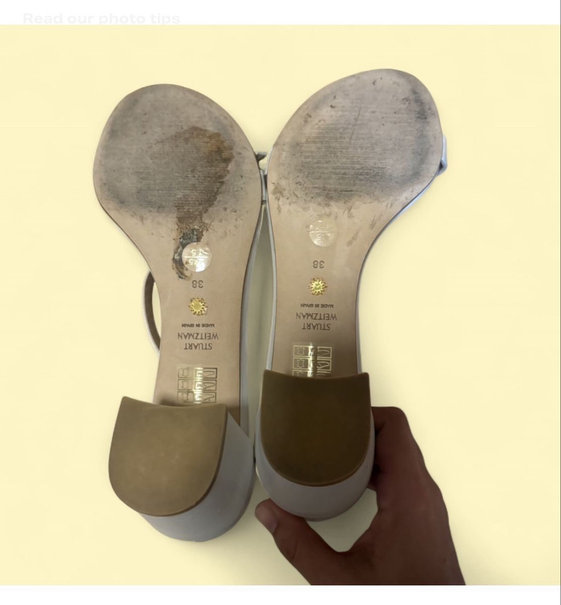 Stuart Weitzman Scarpe da donna: Stuart Weitzman white heeled sandals, used, size 38 – Usato da Zürich venduto da ann_in_zuri 2