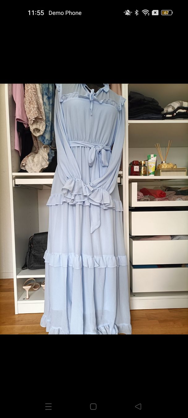 Vestiti: Robe longue bleu ciel, voile transparente, taille – Nuovo e nell'imballaggio originale da La Chaux-de-Fonds venduto da Luxary.25cachmirepro 3