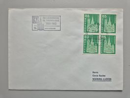 1963 75 Jahre Soc. de Timbrologie, Lausanne Brief 4er Block