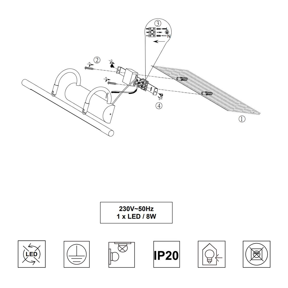 Lampade: LED Bilderleuchte, 48 cm x 10 cm – Nuovo (secondo la descrizione) da Kreuzlingen venduto da Smart-Light 1