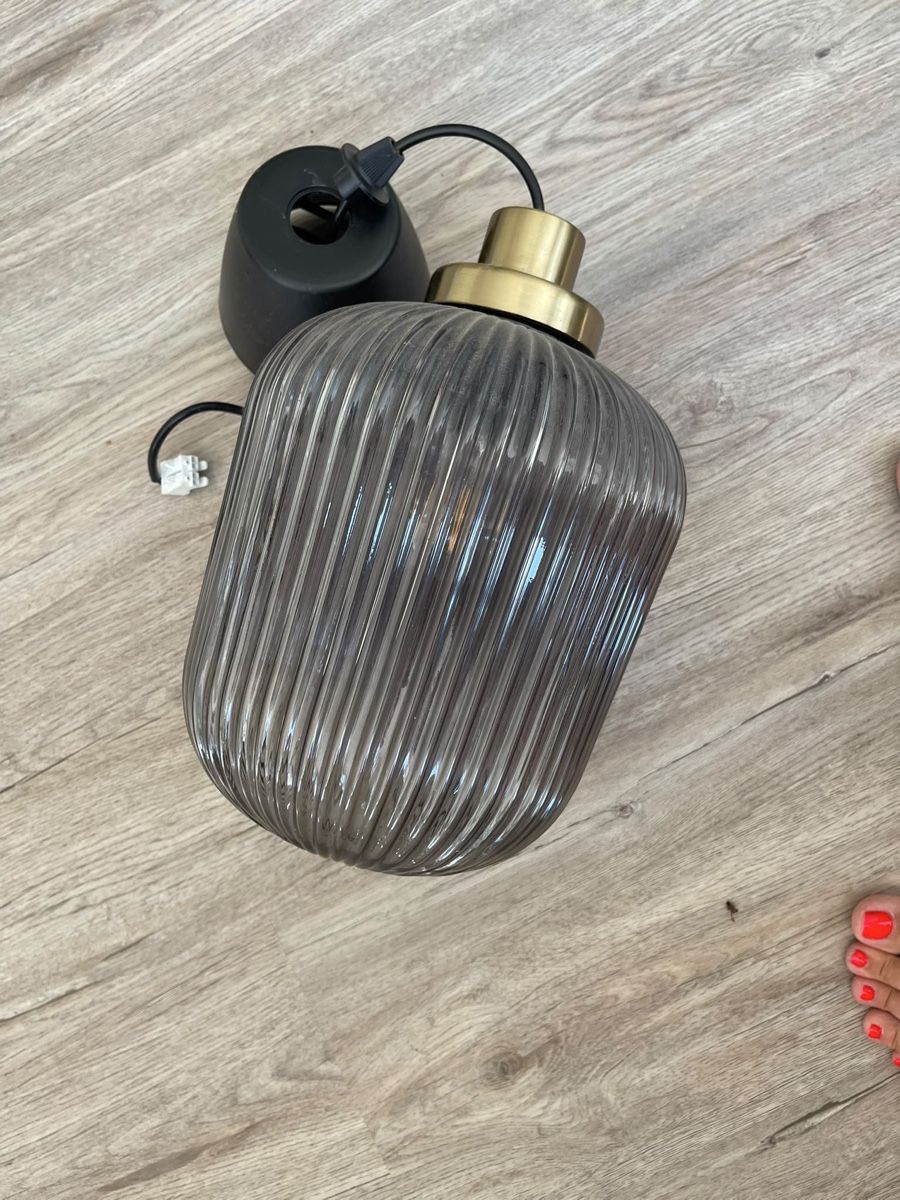 Maisons du monde Lampadari & plafoniere: Hängeleuchte Glas grau Messing Neuwertig – Usato da Grub AR venduto da Jamalongo 1