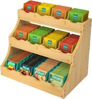 Teebox Bambus 12 Fächer Teebeutel Organizer 30,7x20x25 cm