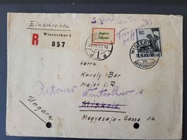 1949, Briefumschlag nach Ungarn  / Retour