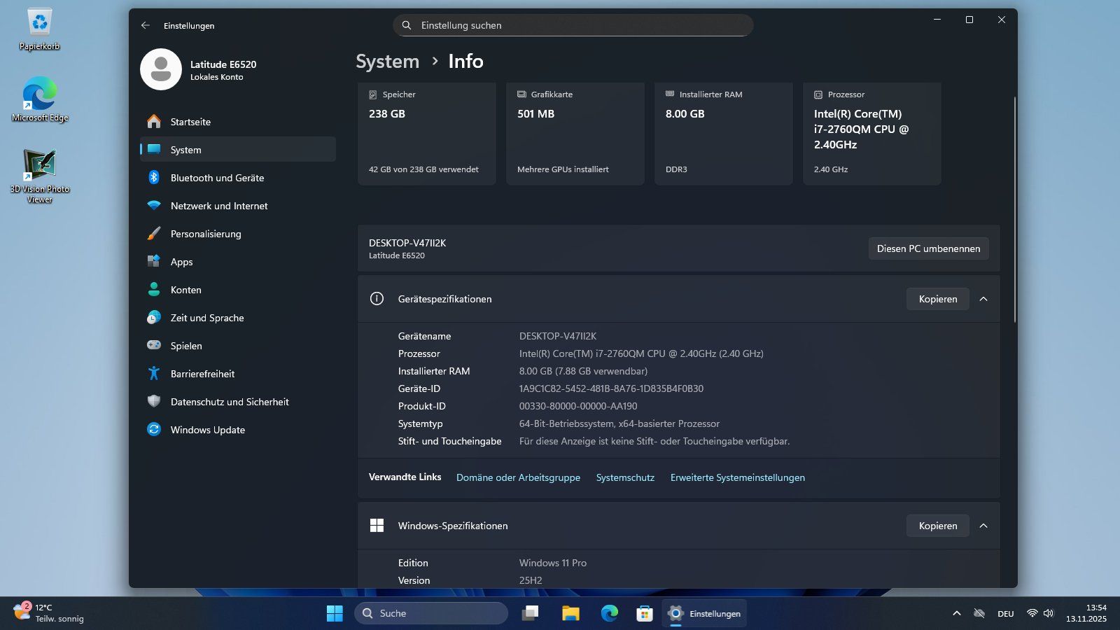 Dell Notebooks: Dell Latitude E6520 Core i7 SSD Windows 11 Pro 25H2 – Gebraucht aus Buchs SG von johjo01 7