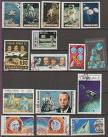 Timbres-poste espace Apollo-Vostok-Gagarine-Armstrong-