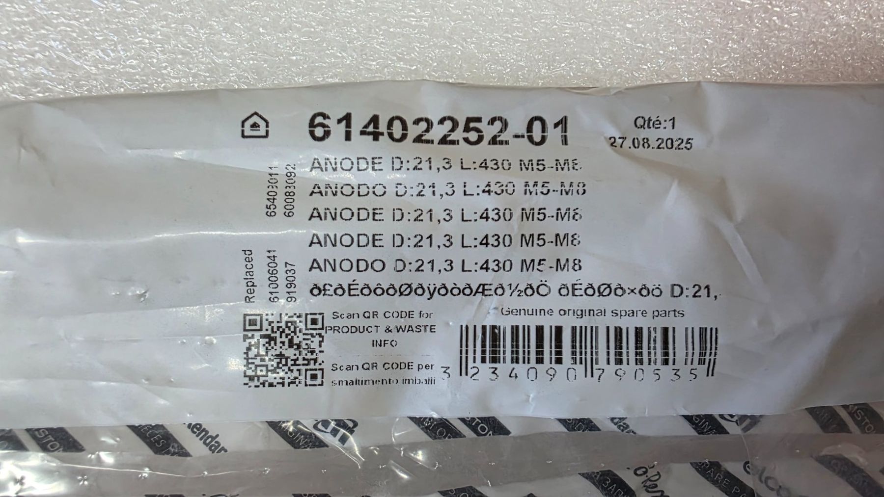 Sanitari: Anode chauffe-eau 21.3x430mm M5-M8 neuve Cipag – Usato da Bionnens venduto da Meg011