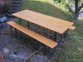 Festbankgarnitur Holz Tisch mit zwei Bänken gebraucht