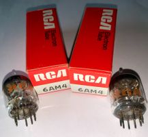 2 Röhren / Radioröhren 6AM4 (Triode), NOS, RCA