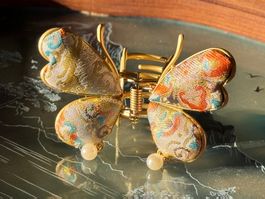 Handgefertigte Songbrokat-Schmetterlings-Haarspange mit Perl