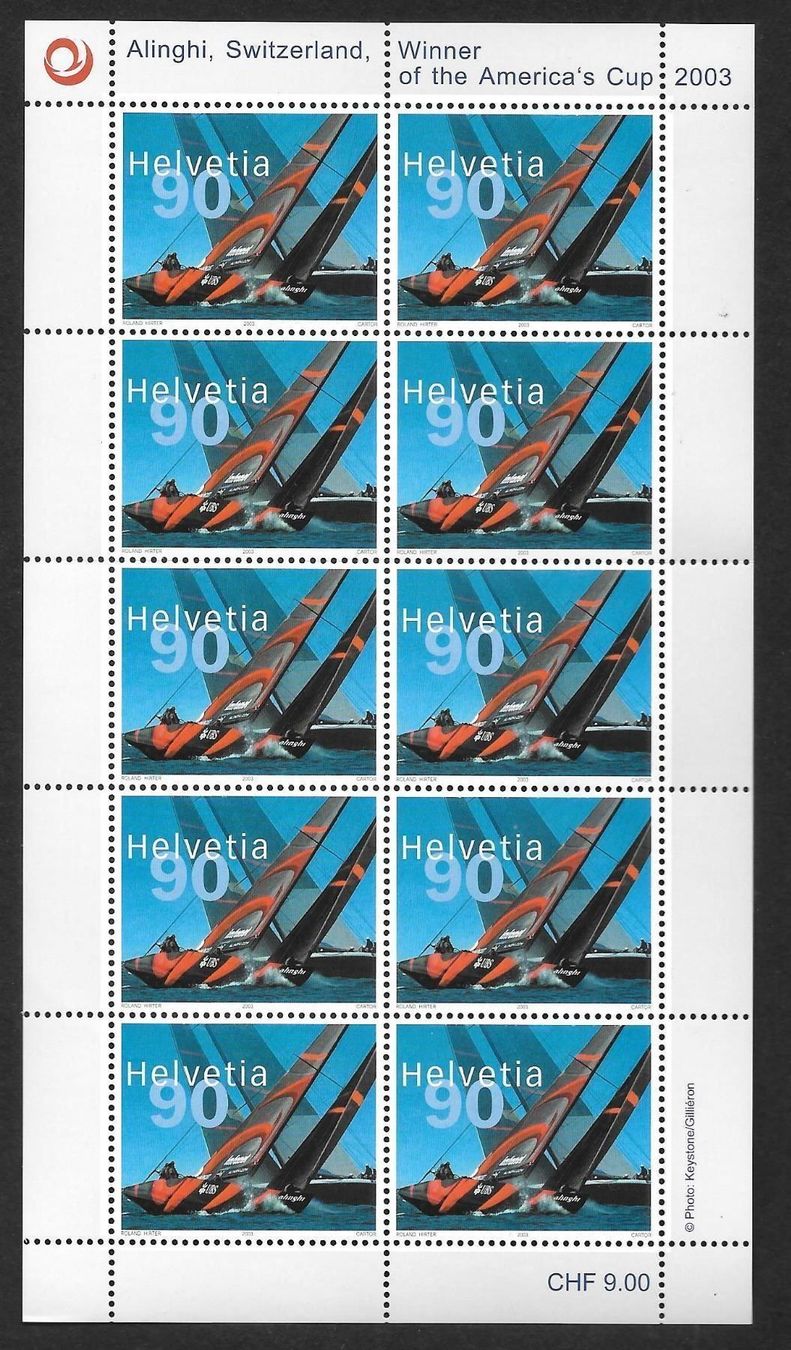 Tutti i francobolli: Kleinbogen 1084 Alinghi ** 7.3.2003 – Nuovo (secondo la descrizione) da Olten venduto da clotaldi