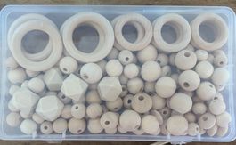 Makramee Set - Perlen & Ringe aus Holz - NEU