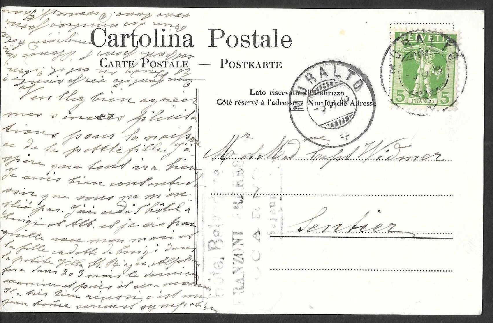 Cartoline postali: Locarno Hotel Pension Belvedere – Usato da Olten venduto da clotaldi 1