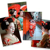 Japanische Geisha DS0591 ⚡️ Set mit 4 Kunstdrucken à 20x30cm