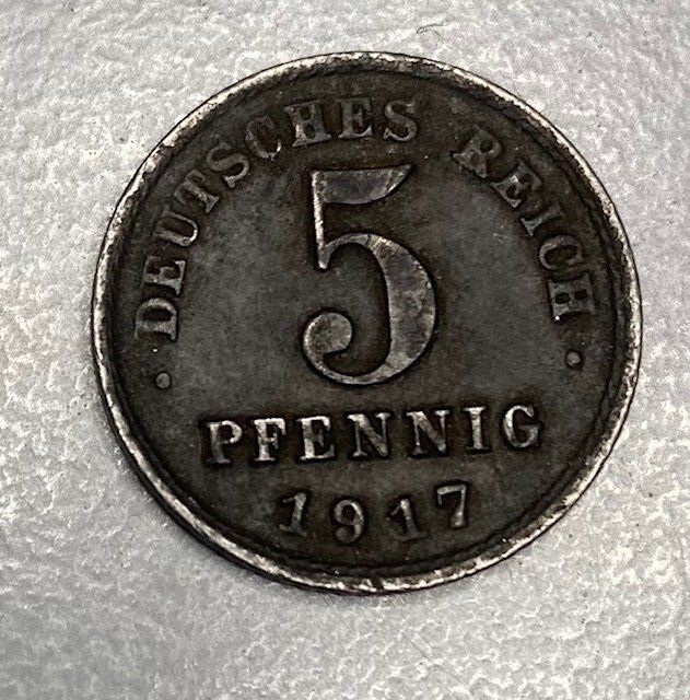 Alle Münzen: Deutsches Reich 5 Pfennig 1917 – Gebraucht aus Luzern von Kartenansicht