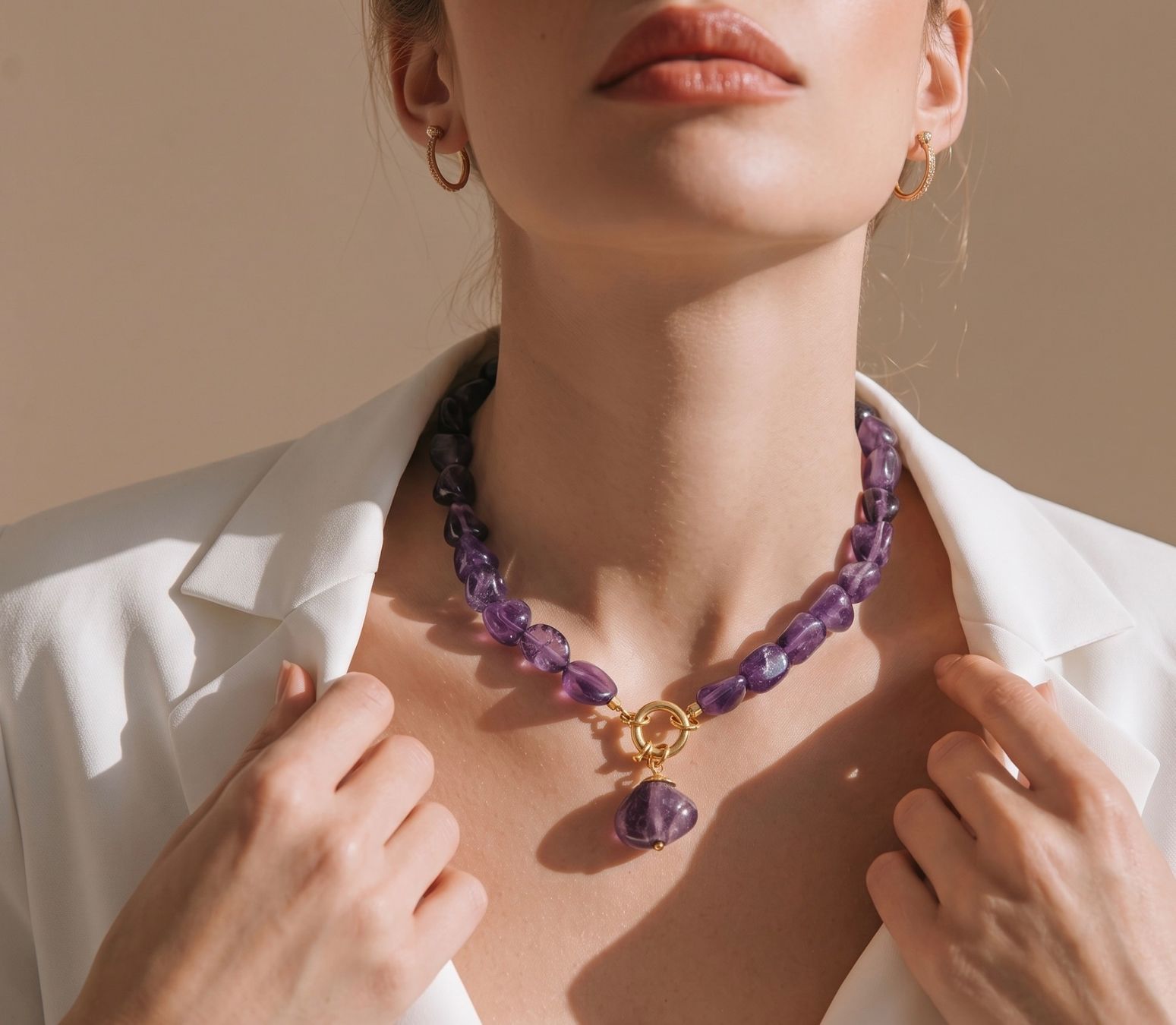 Catenine: Amethyst Halskette - Silber Vergoldet – Nuovo e nell'imballaggio originale da Rüschlikon venduto da ThereseJewelryDesign