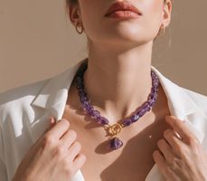 Amethyst Halskette - Silber Vergoldet