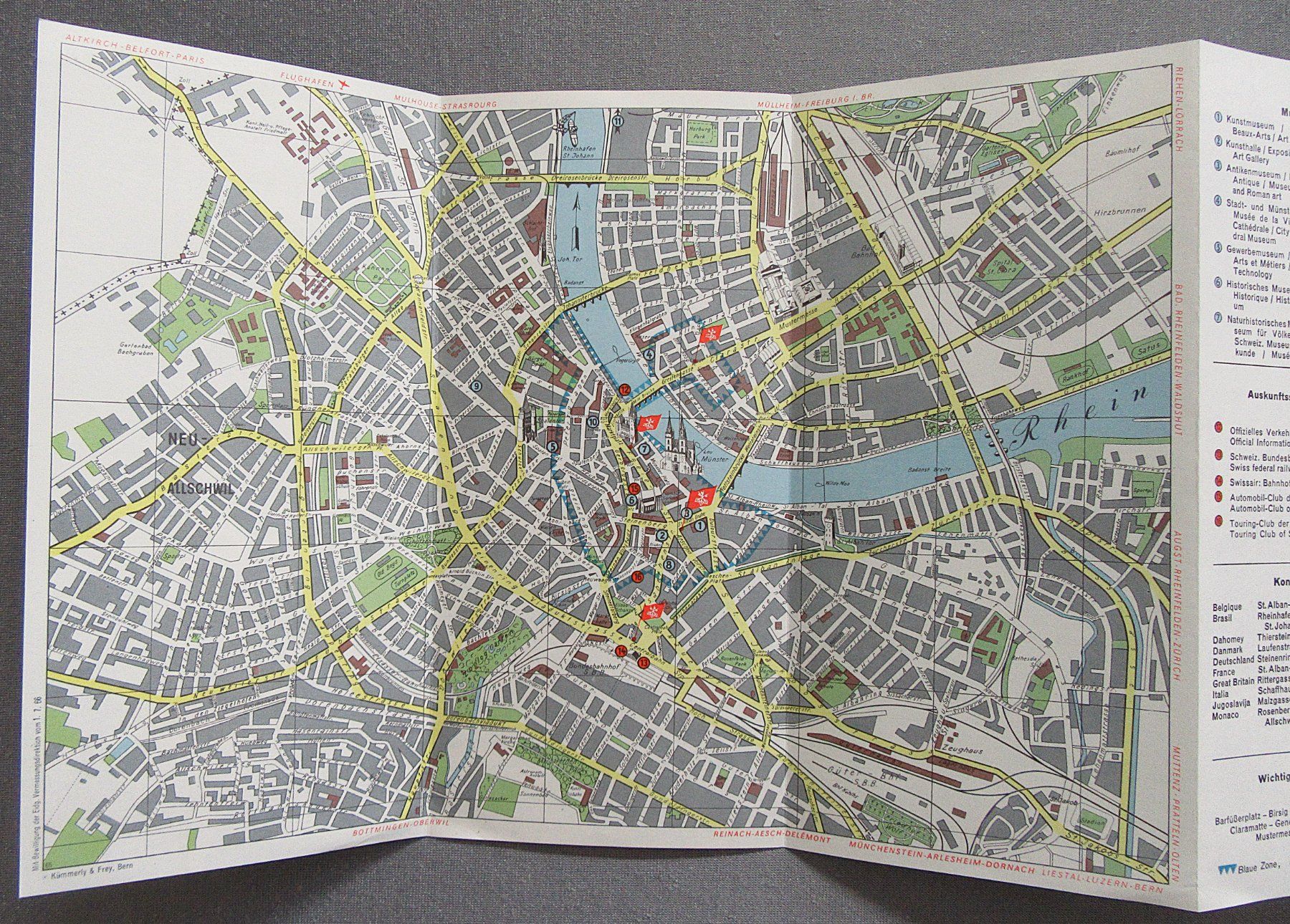 Dokumente: Plan von Basel von 1966 - Faltplan - Stadtplan – Gebraucht aus Auenstein von Padabimbim 3