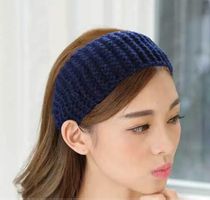 Haarreif gestrickte Optik Wolle Elastisch Blau NEU