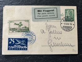 1924 Flugpost Laufen-Zürich Vignette 30cts Selten!
